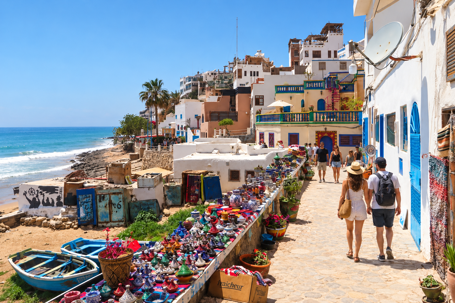 Taghazout seafront and coastal village